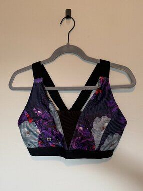 JoyLab Floral Sports Bra XL Crisscross Back Medium Support Workout Top
